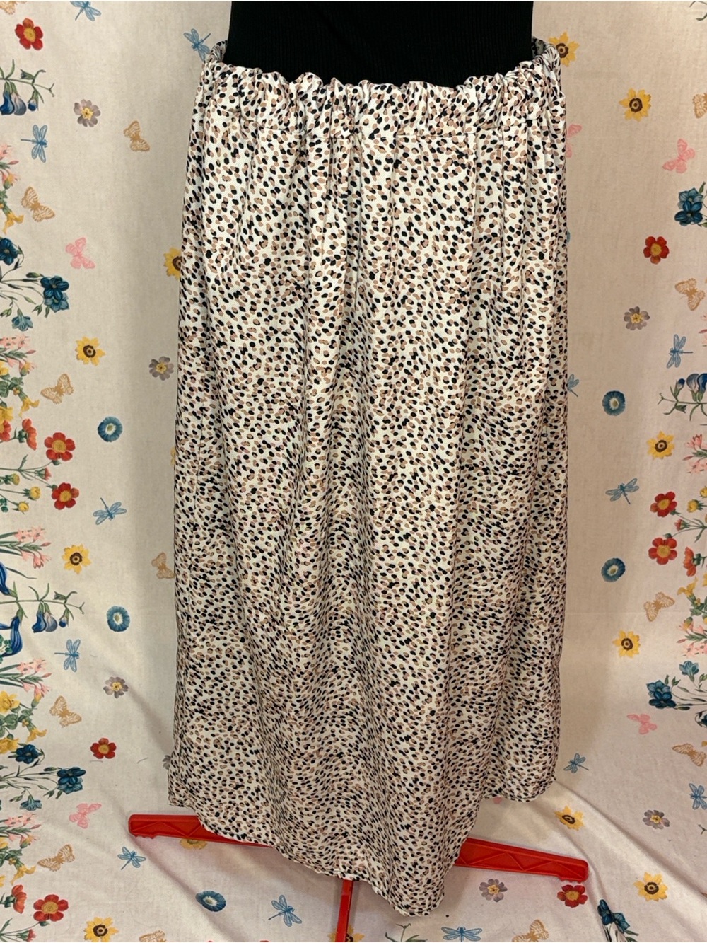 Boohoo Neutral Leopard Print Maxi Skirt Made in Italy